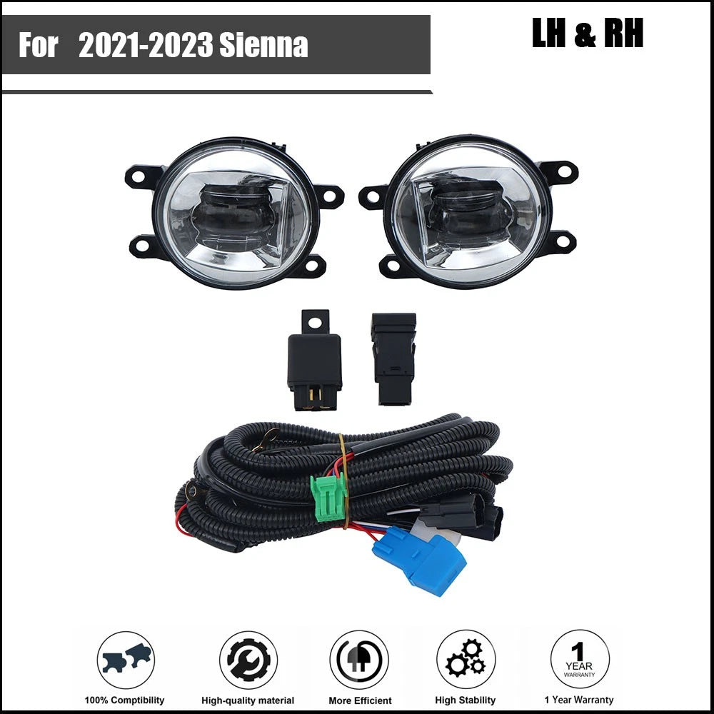 Fog Lights Wire Harness Switch Kit Pair for Sienna (2021–2023) LED