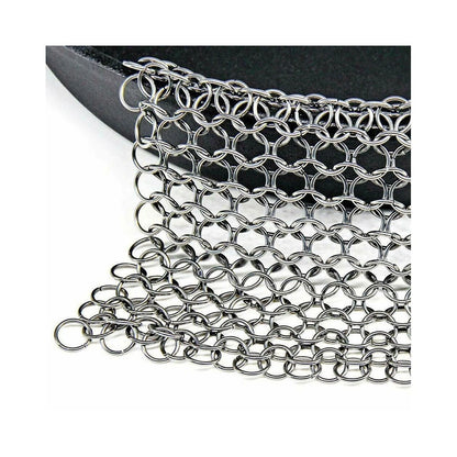 Stainless Steel Chain Mail Cleaner for Cast Iron Pans (8x6in)