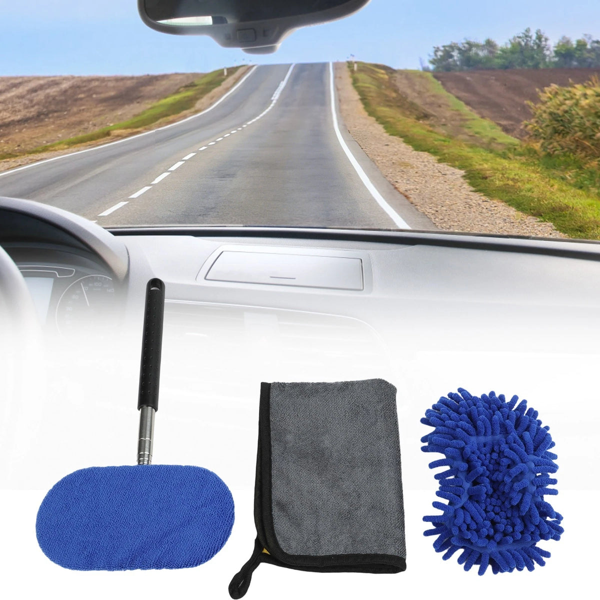 Efficient Car Wash Brush with Rotatable Head for Comprehensive Cleaning