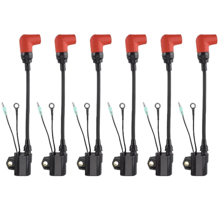Set of 6 Ignition Coil Assemblies for Yamaha Marine (6R3-85570-00-00, 18-5128)