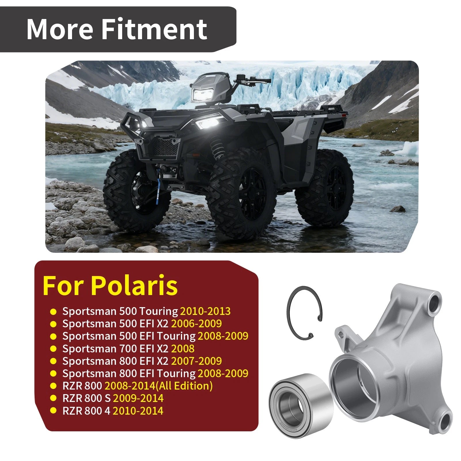 Right Hand Wheel Carrier & Bearing Kit 5134985 for Polaris RZR S 800 (2009–2014)