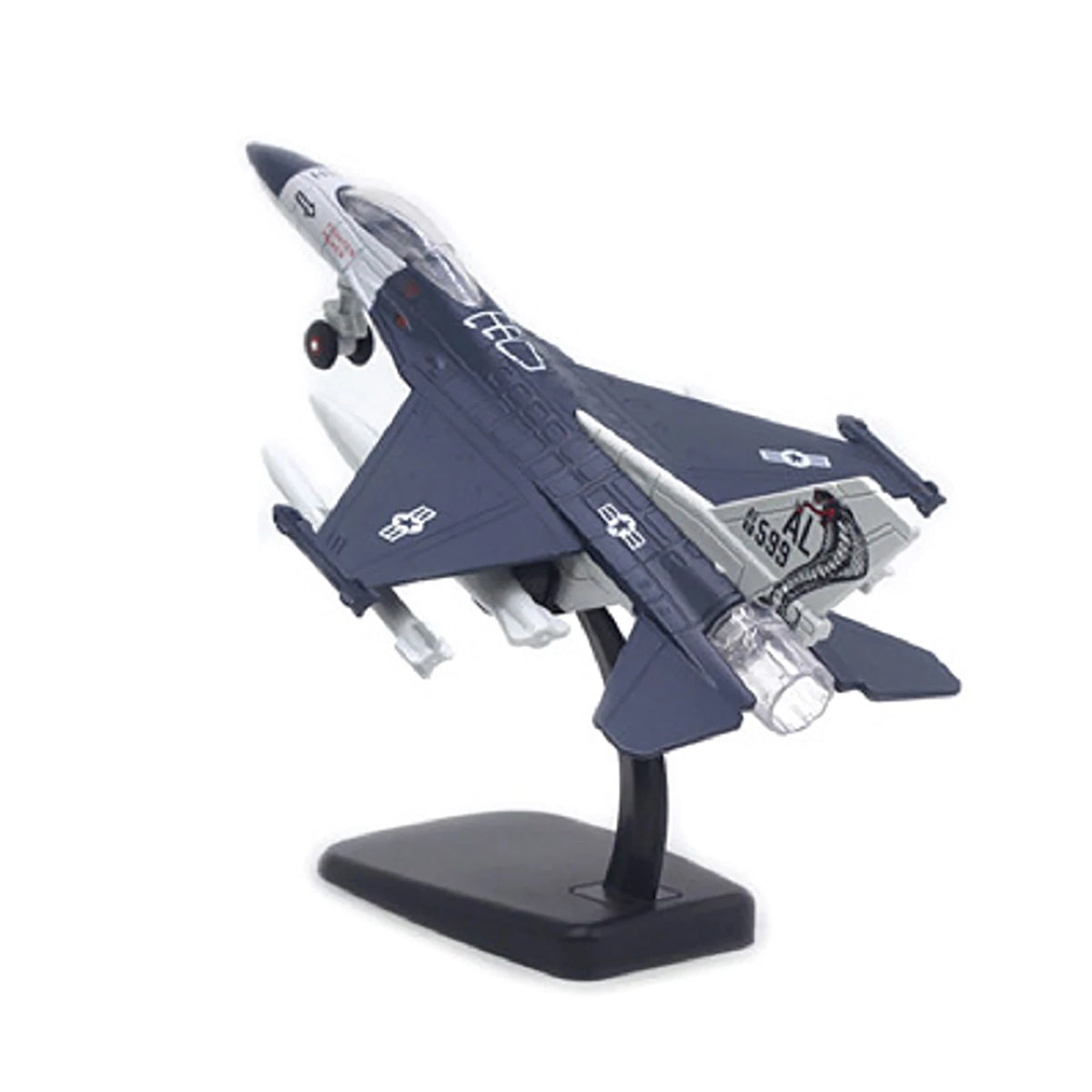 F16 Fighter Jet Alloy Model Pull Back Simulation Plane 1/100 Scale