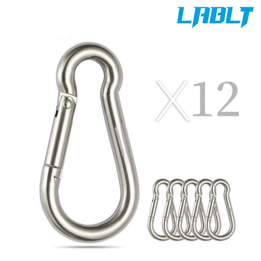 12 Pack Stainless Steel Carabiner Clip Snap Hook (Universal)