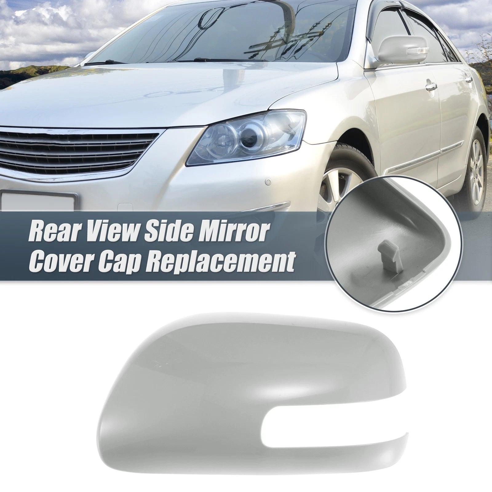 Left Side Door Mirror Cover Caps Replacement Gray for Toyota Camry (2006–2011)