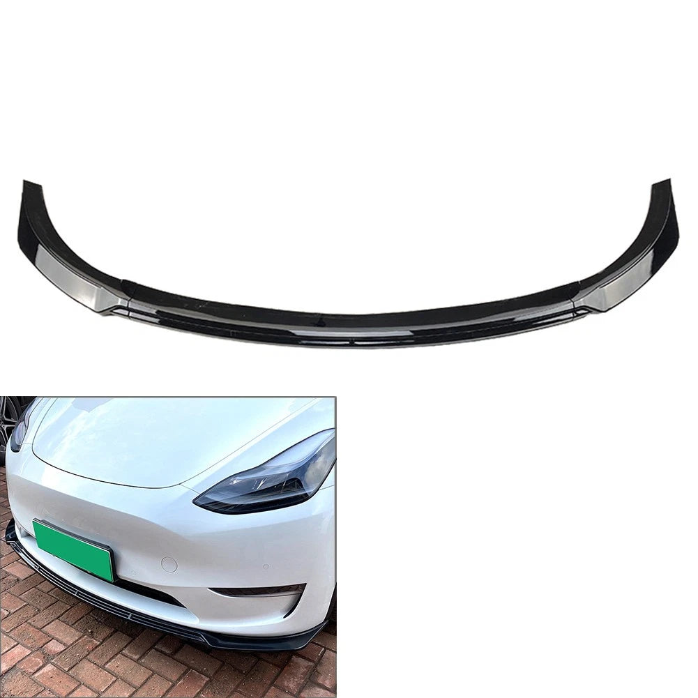 Front Bumper Lip Chin Spoiler for Tesla Model Y (2020–2022) Glossy Black
