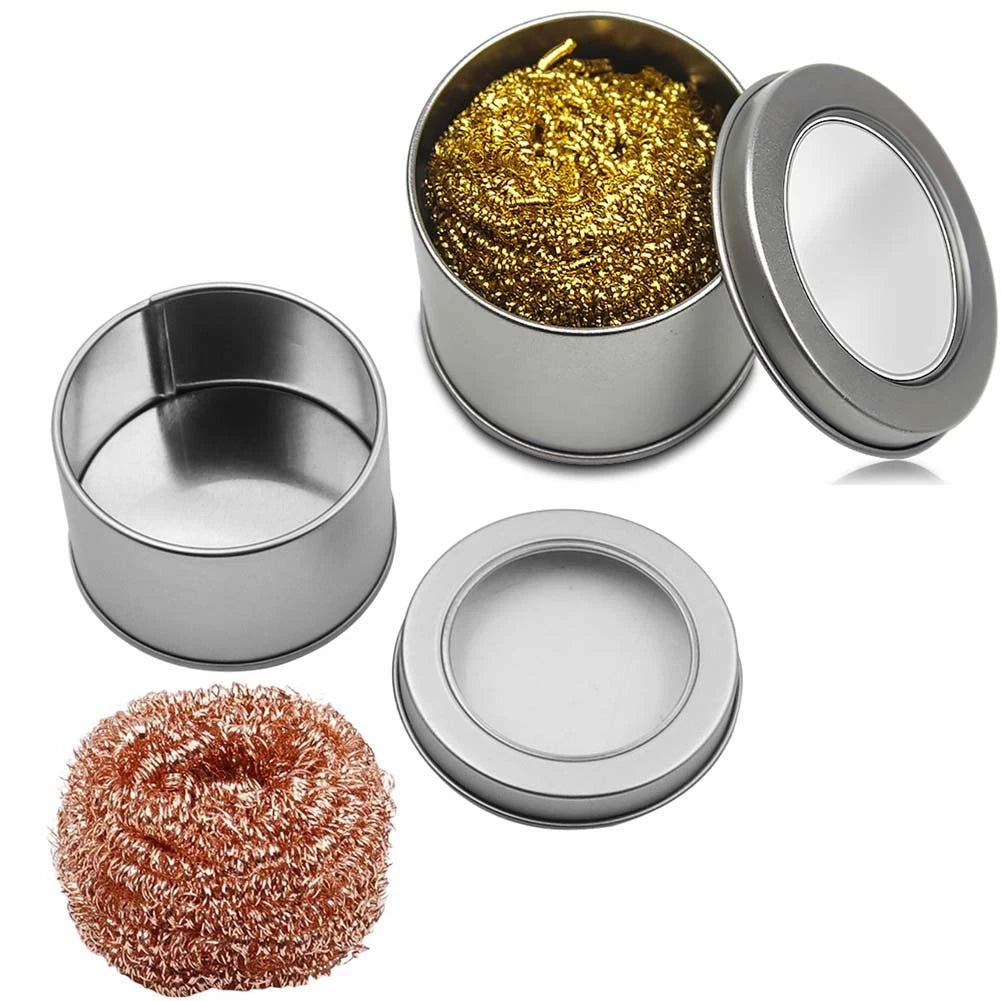 2X Steel Wire Ball Soldering Tip Cleaner with Tin Tank