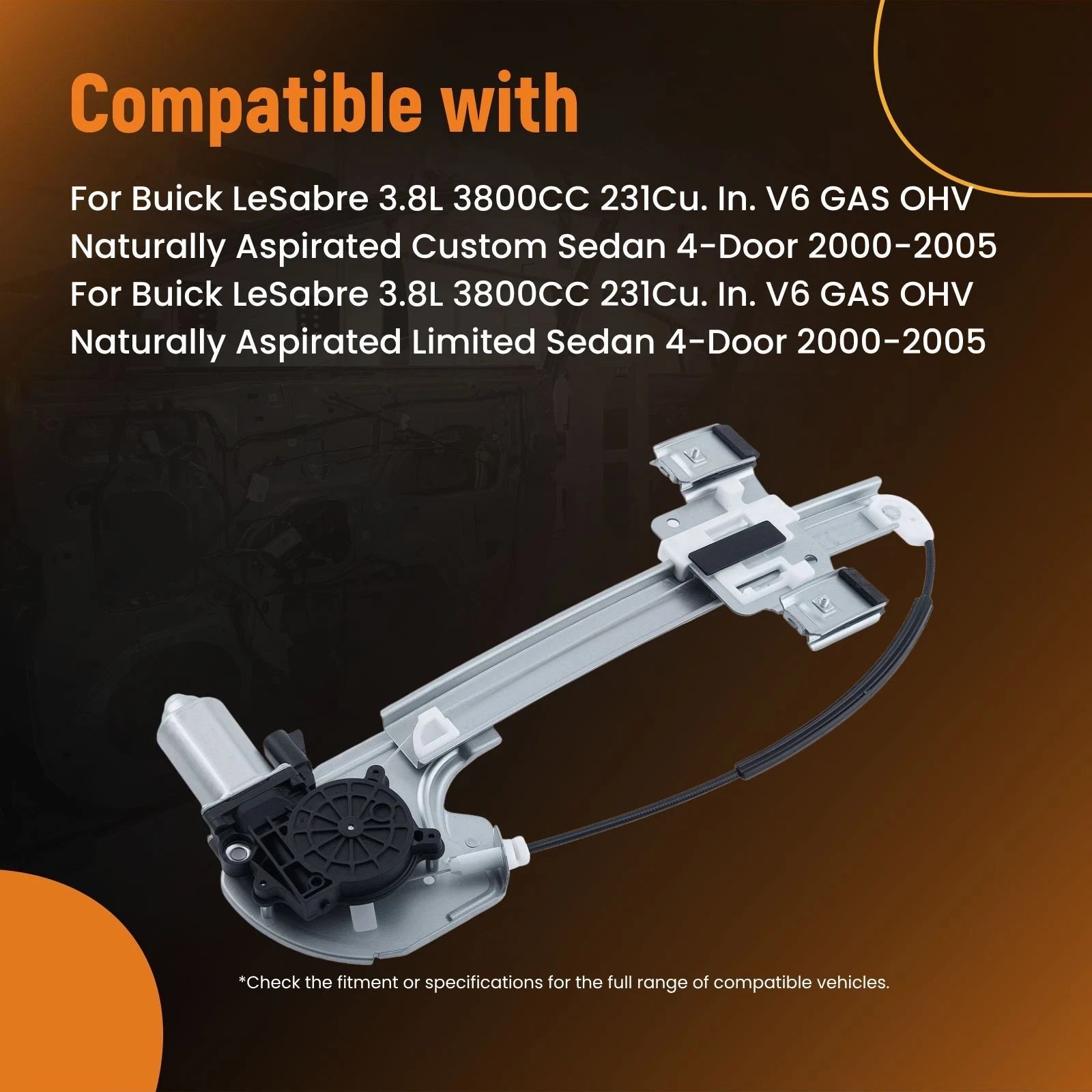 Electric Window Regulator Motor Rear Left for Buick LeSabre (2000–2005)