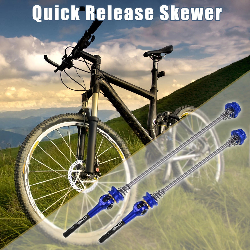 Quick Release Bicycle Axle Skewers Pair Front Rear for Blue (140–180mm)