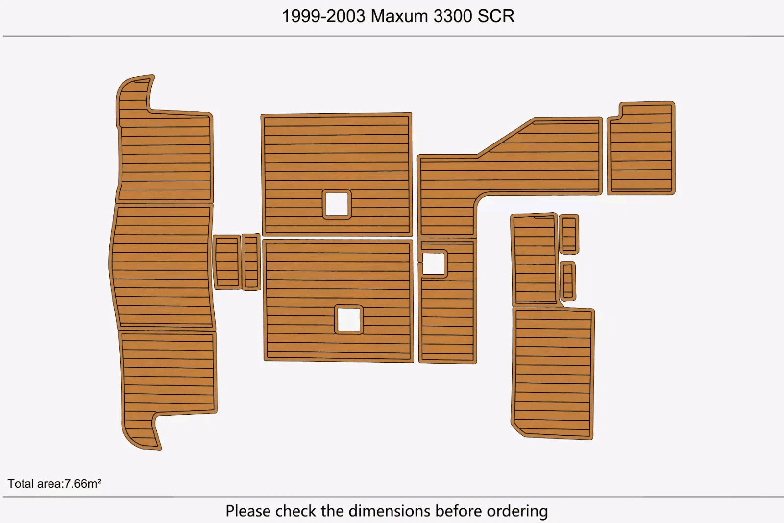 EVA Foam Teak Faux Deck Flooring Pads for Maxum 3300 SCR (2003)