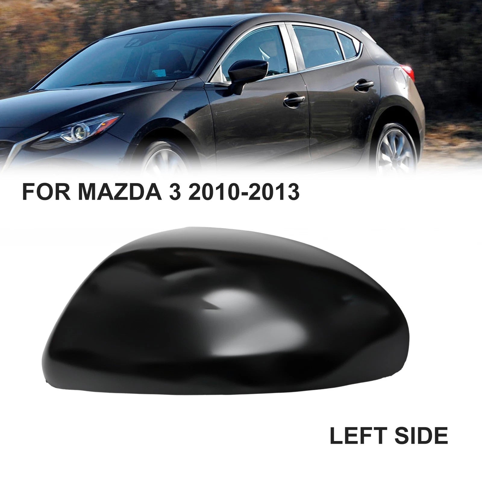 Replacement Mirror Cover Cap for - ABS Black Clip-On