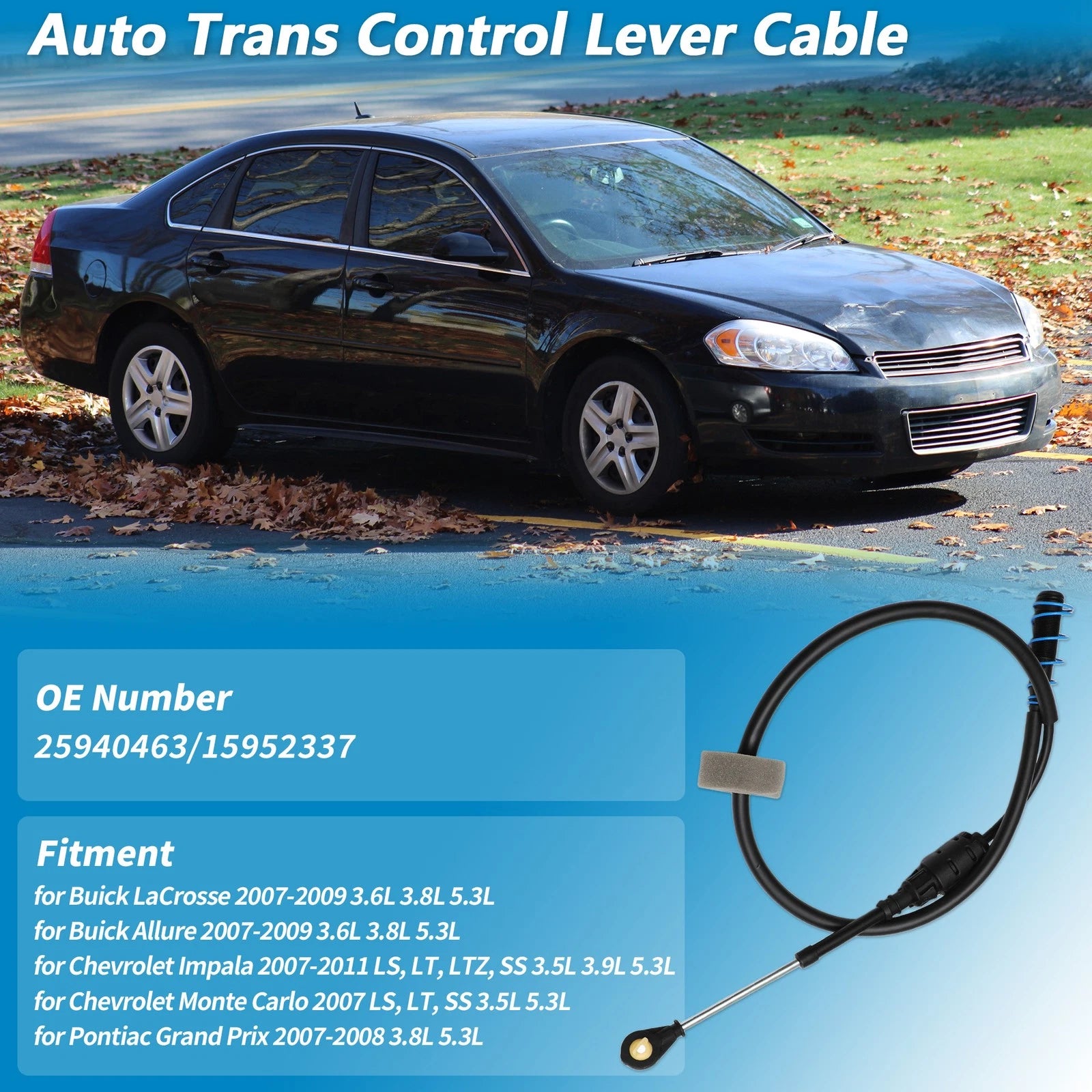 Auto Trans Gear Shift Cable Replacement for Buick LaCrosse Chevrolet Impala (2006–2016)