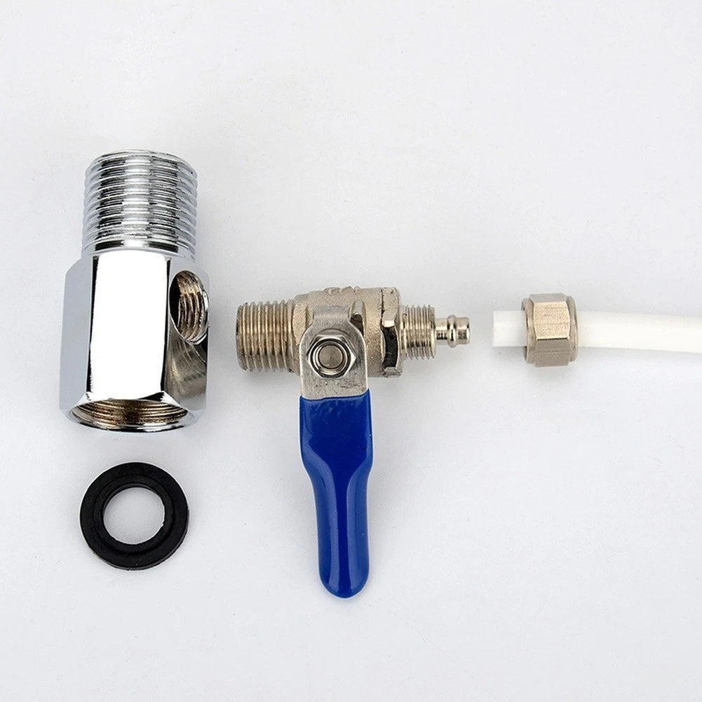 Split RO Inlet Tee Connector with 2-Point Ball Valve - Metal Construction