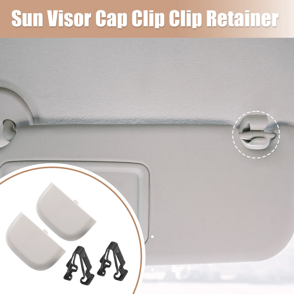 Set of 2 Gray Iron Sun Visor Cap Clips for Ford Fusion (2013–2016)