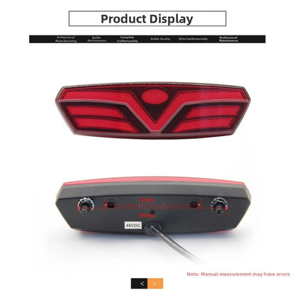 Waterproof DR006 Taillight for Electric Bikes (6V-48V) V-Shaped Dual Mode LED