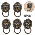 Set of 5 Antique Bronze Lion Head Cabinet Drawer Pull Knobs 28x48mm