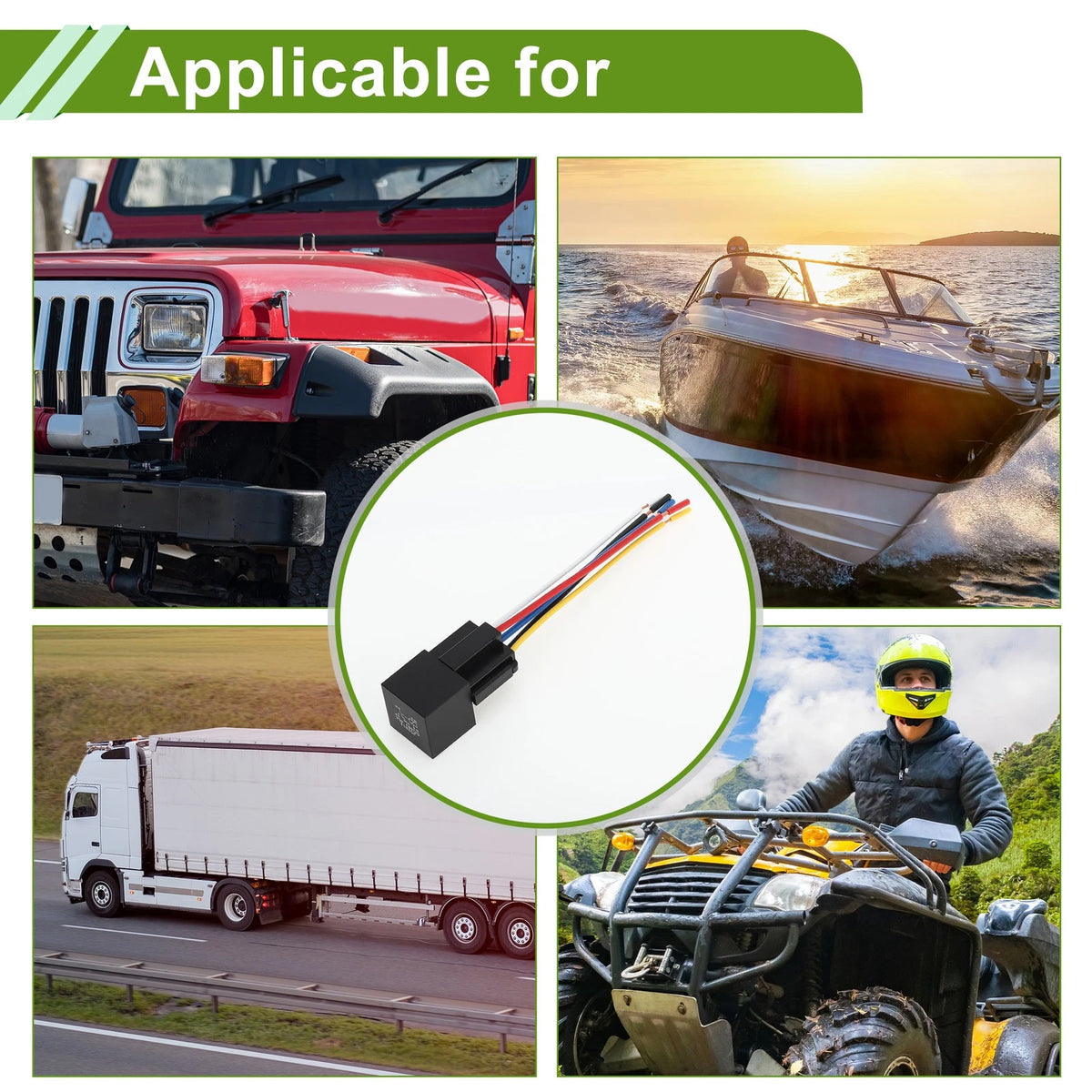 Set of 4 Auto Relay 5 Pins 48V 40A Waterproof for Car