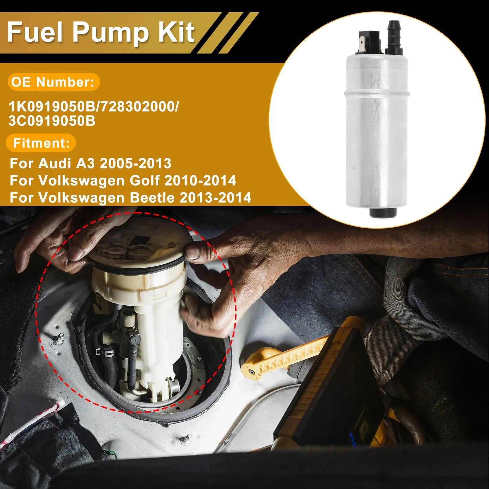 Fuel Pump Assembly Metal Electric Replacement for Audi A3 (2005–2013)