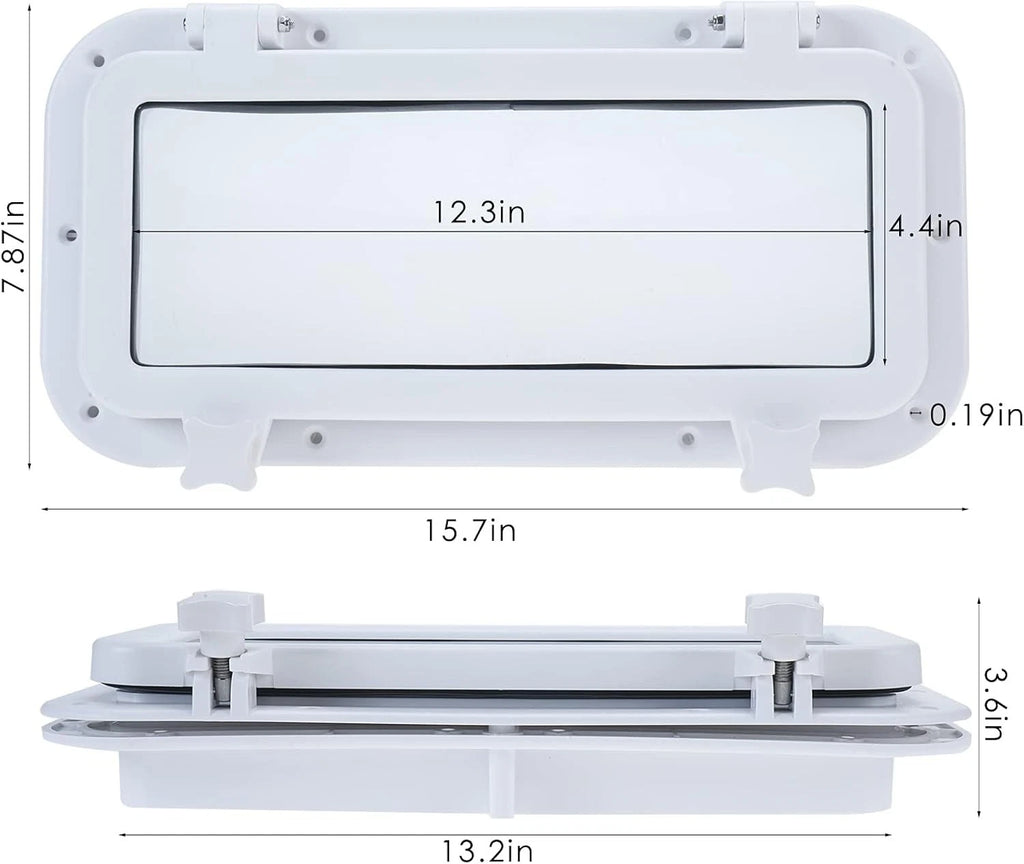 Rectangle Portlight Tempered Glass Opening Window for Boat (15-3/4" x 7-7/8")