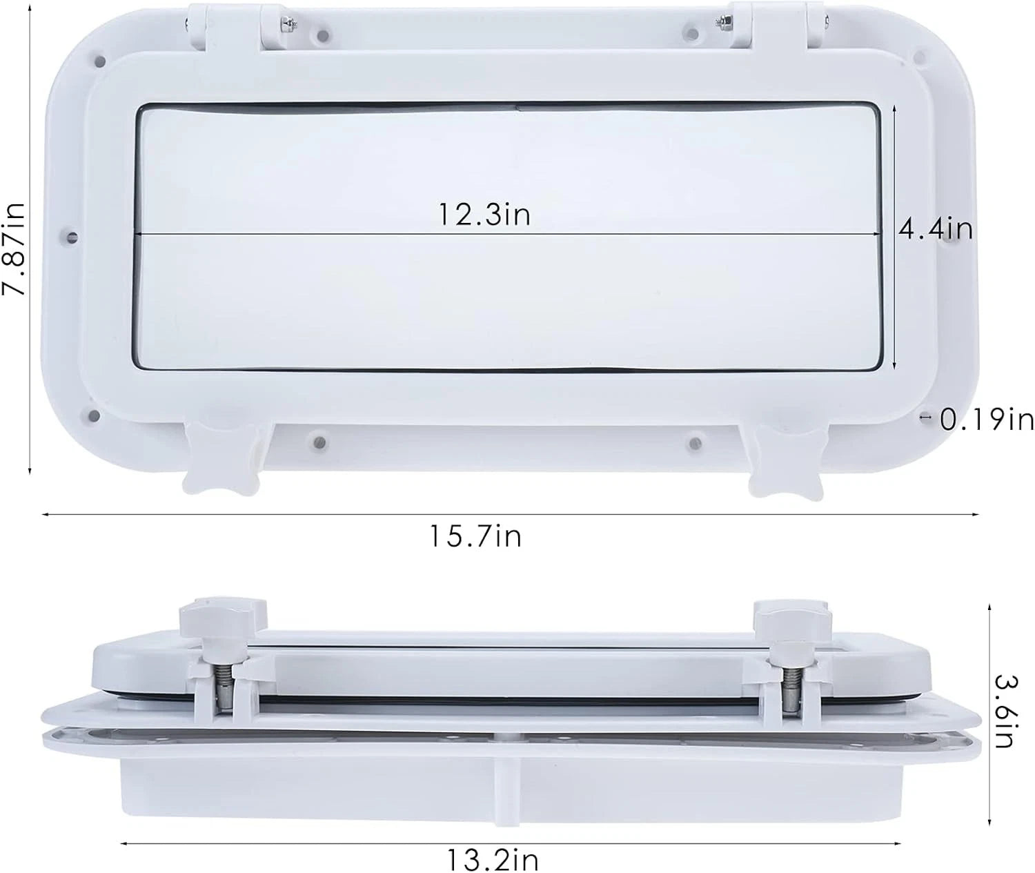 Rectangle Portlight Tempered Glass Opening Window for Boat (15-3/4" x 7-7/8")