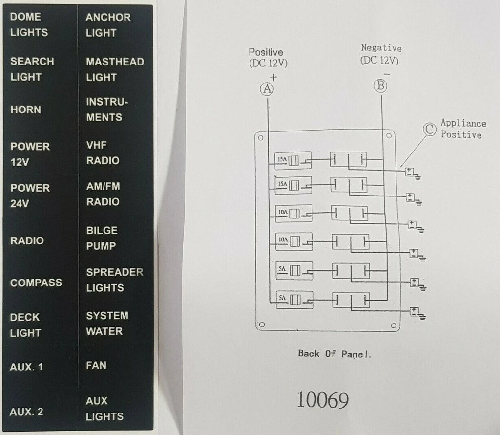 6 Switch Circuit Breaker Panel for Universal Applications (12 Volt)