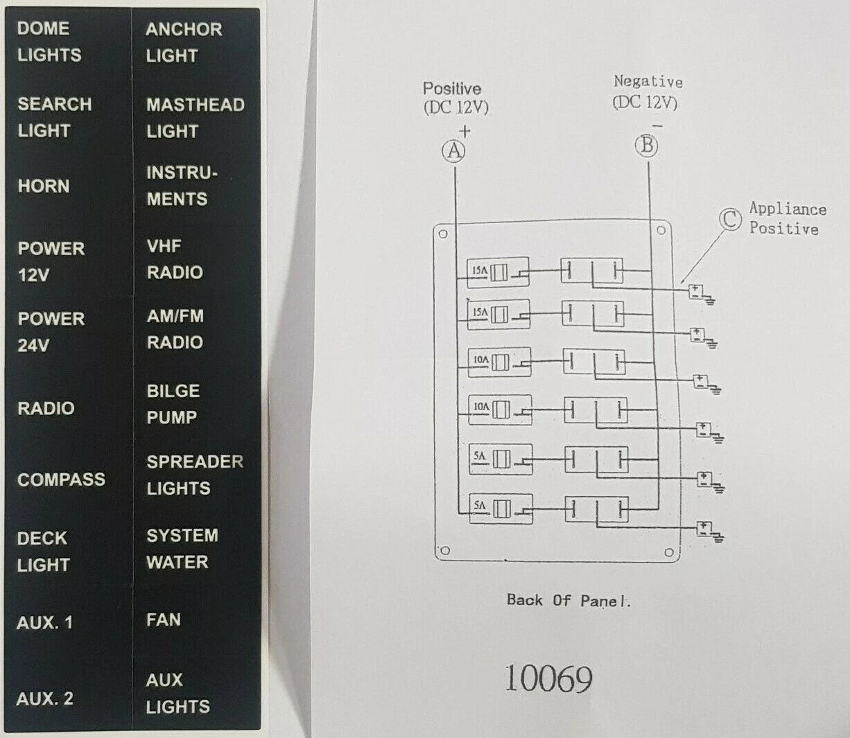 6 Switch Circuit Breaker Panel for Universal Applications (12 Volt)