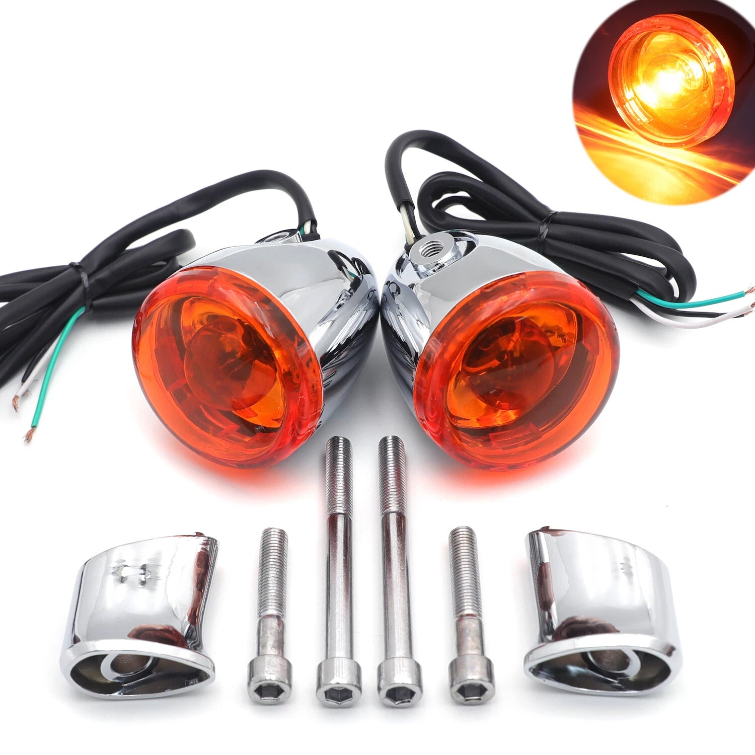 Amber Rear Turn Signal Light Indicator for Harley FXD FXDC (2002–2017)