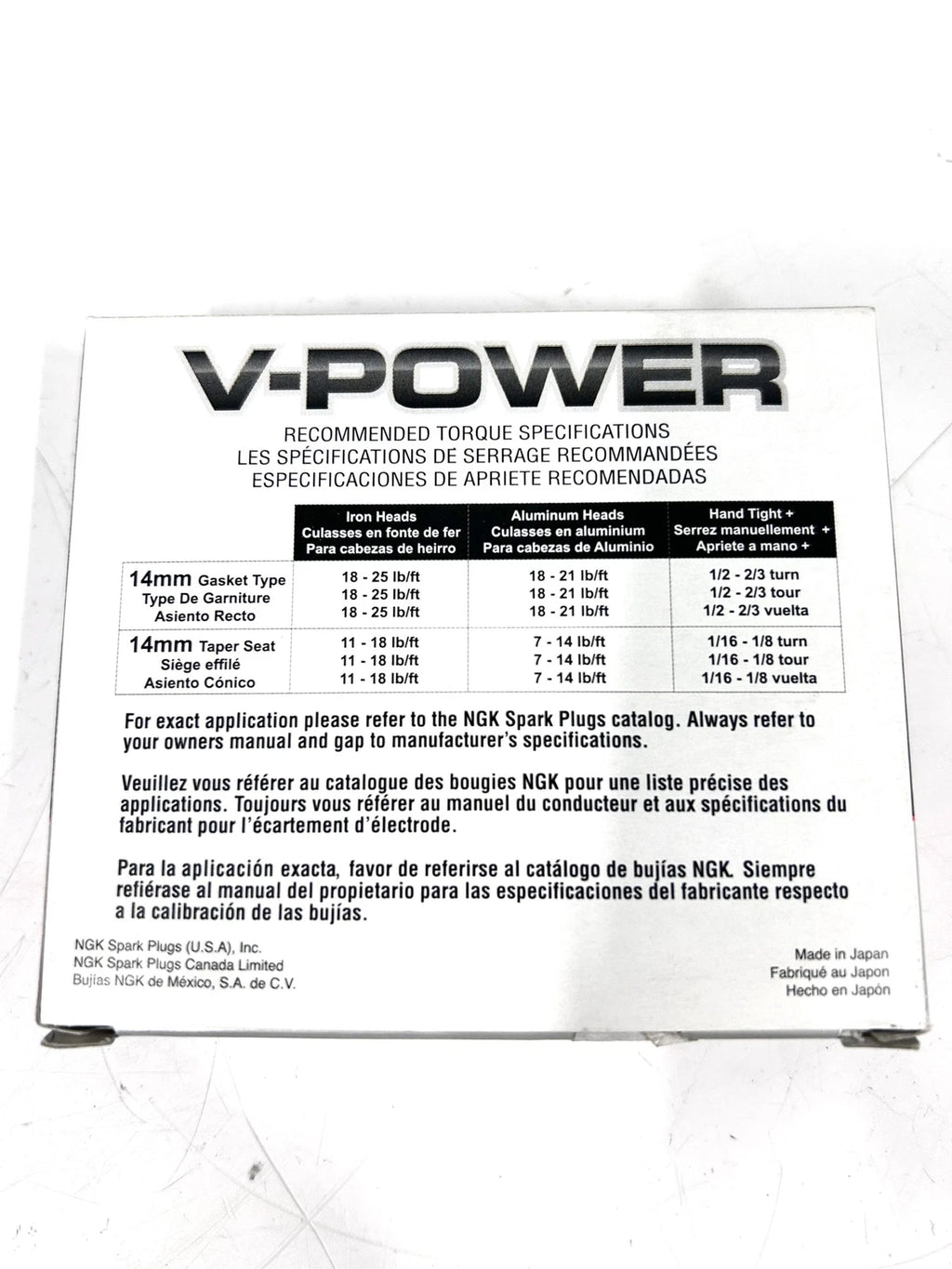 NGK V-Power Resistor Type Spark Plugs for