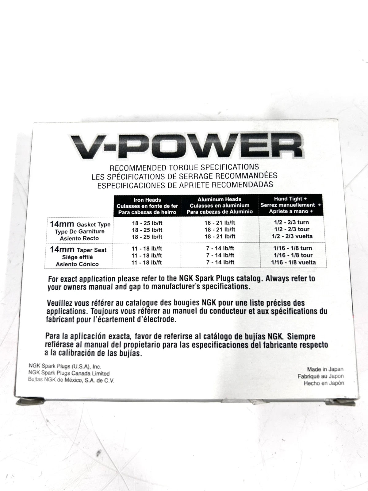 NGK V-Power Resistor Type Spark Plugs for