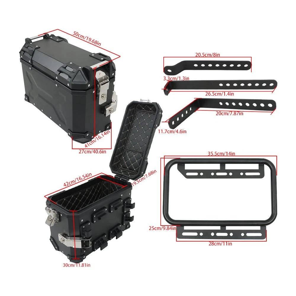 2X Side Case Hard Saddlebag Box Trunk for Motorcycle (with Support Racks)