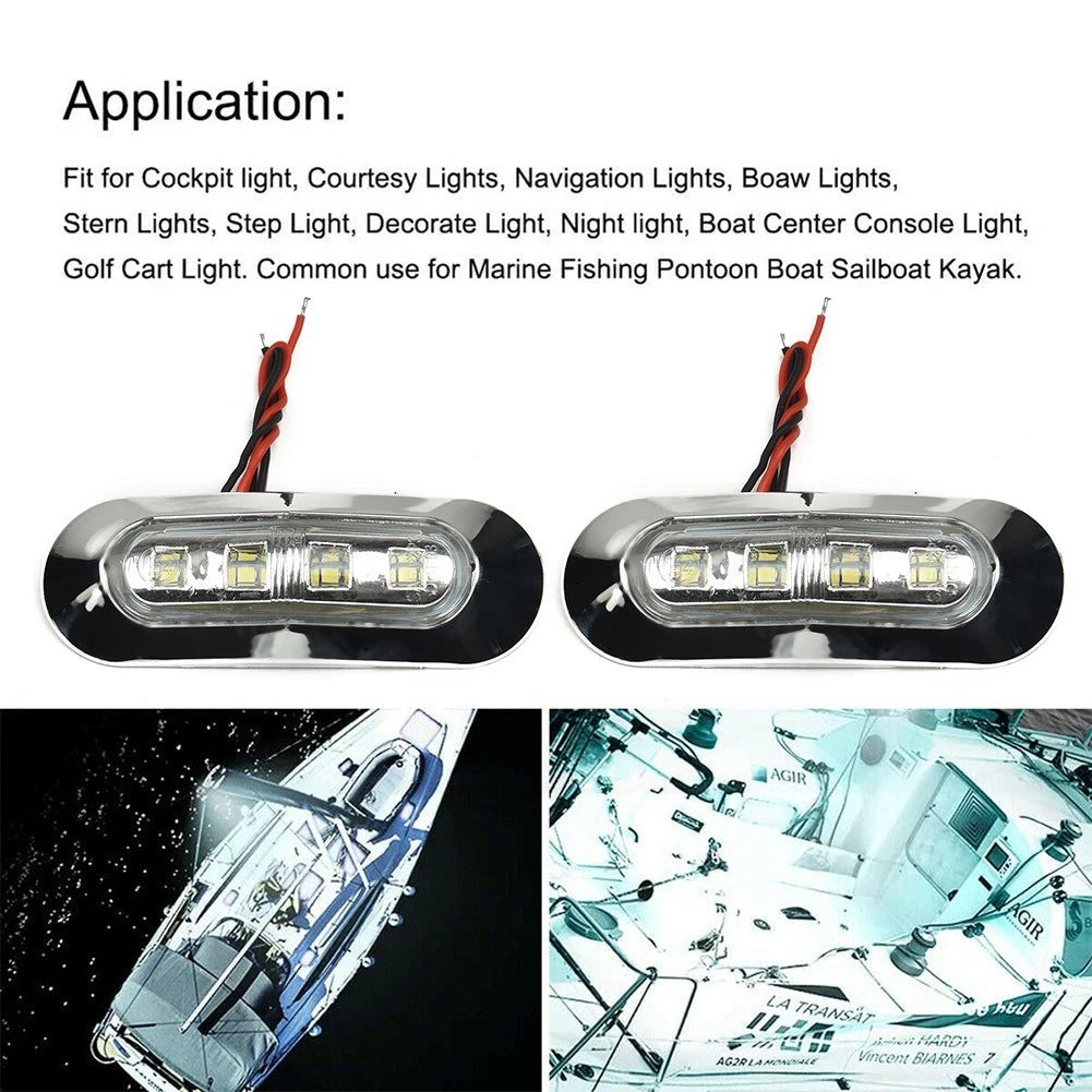 Pack of 4 LED Courtesy Lights for Marine Boat (12V 24V)