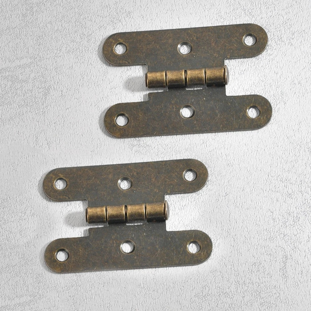 Set of 4 Antique Bronze H-type Hinges for Jewelry Chest Cabinet