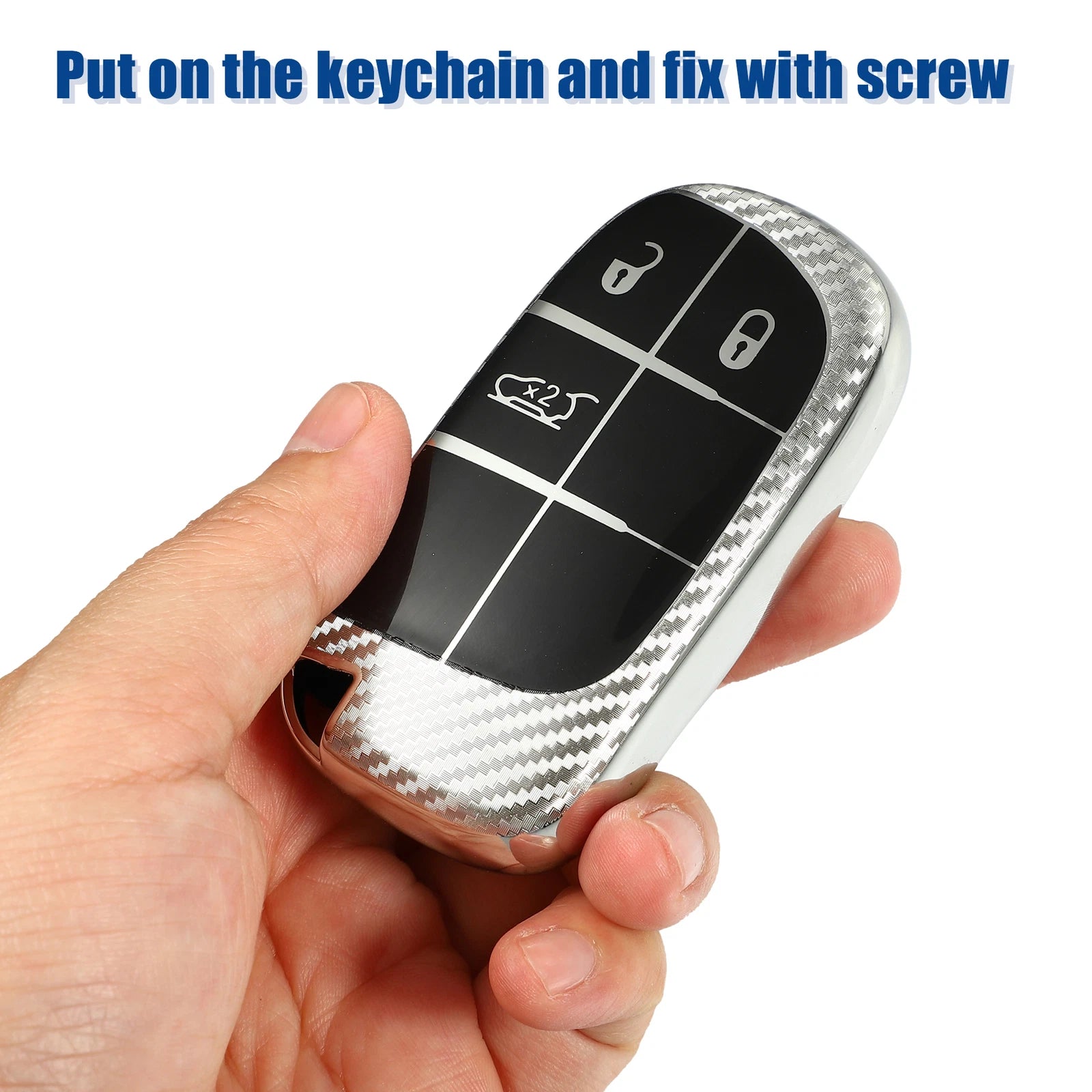 TPU 3 Button Keyless Entry Remote Cover for Chrysler 300 (2011–Present) Silver Tone