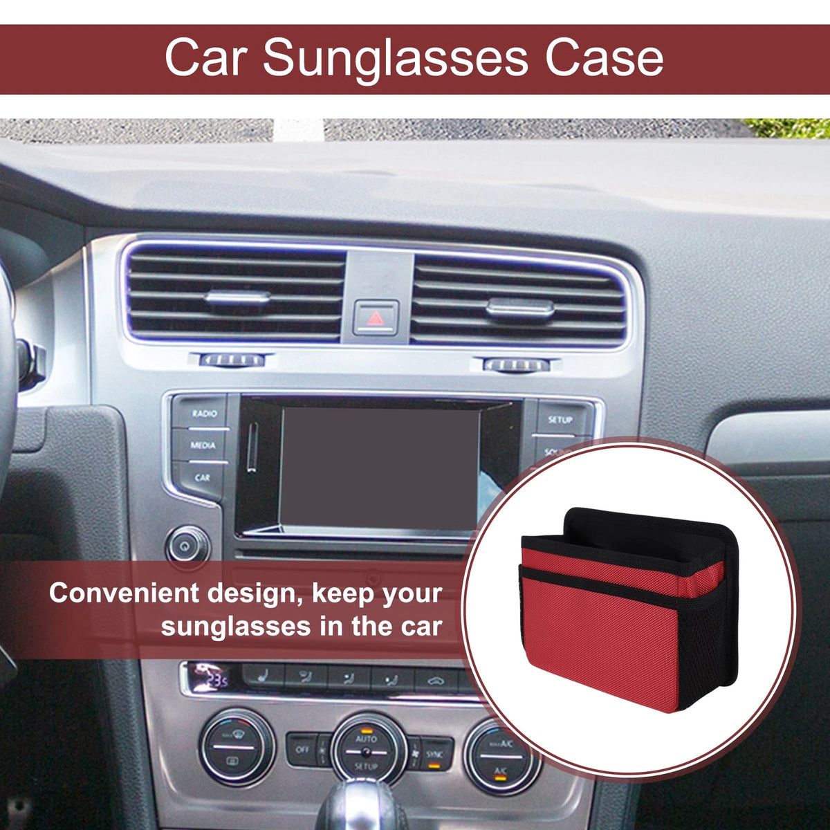Sunglasses Holder for Car Door Side Seat Back (1 Pcs) - Oxford Cloth Red