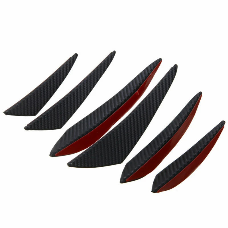 6Pcs Bumper Lip Splitter Canards for Universal Fit (PVC, Carbon Fiber)