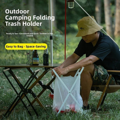 Foldable Camping Trash Rack Metal Holder for Outdoor Use