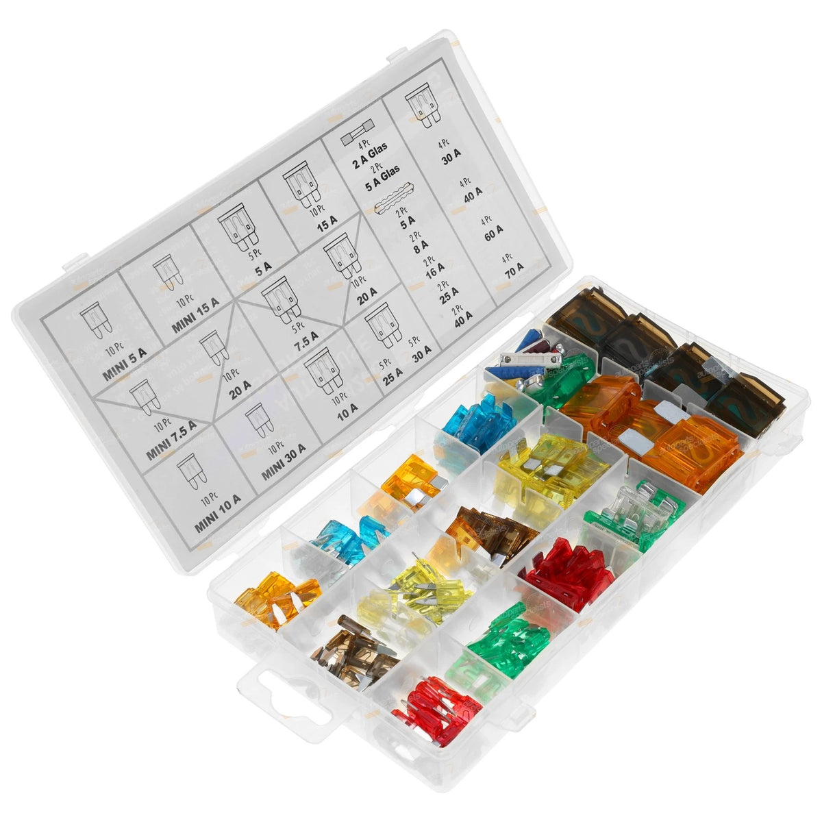 142pc Auto Fuse Assortment Kit for European Vehicles (Mini, Glass, Big)