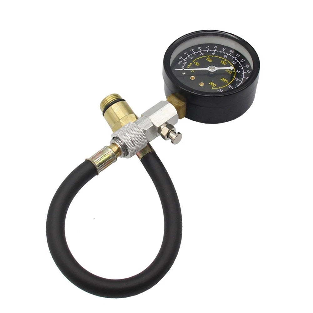 Engine Compression Test Kit with 0-300 PSI Gauge Metal Plastic Construction