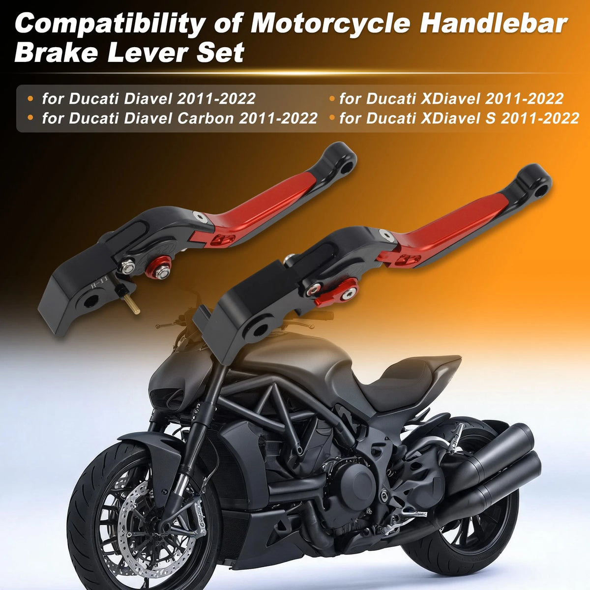 Brake Clutch Levers for Ducati Diavel (2011–2022) 1 Pair Black Red Handle