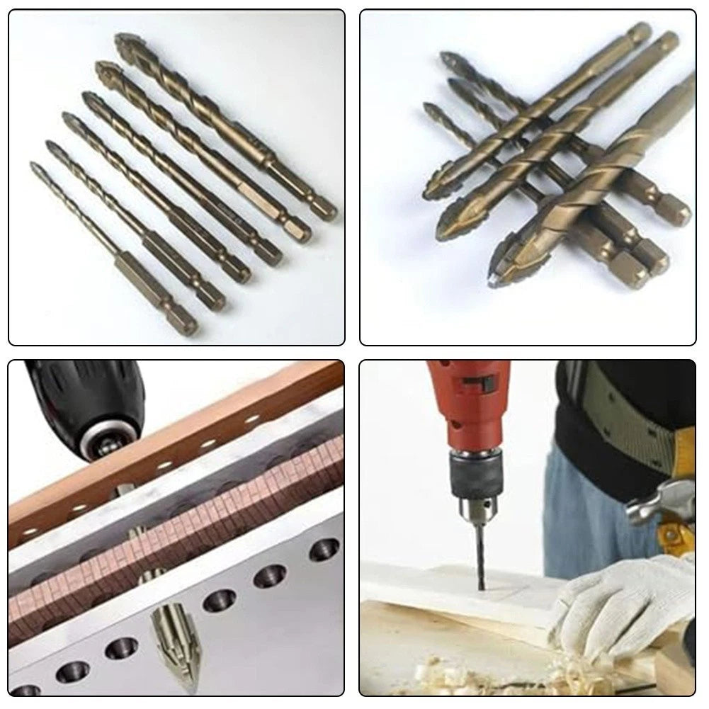 Eccentric 4 Flute Drill Bit Set for Wood, Stone, Brick, Concrete
