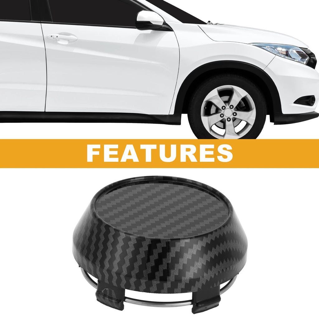 60mm Wheel Hub Center Caps for Universal Fit (Carbon Fiber Pattern)