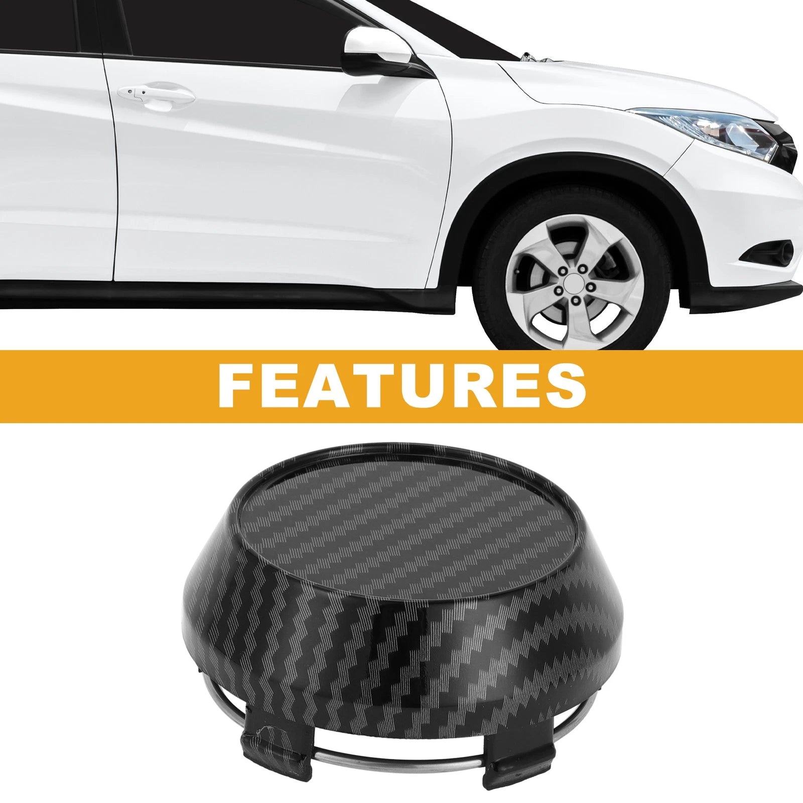 60mm Wheel Hub Center Caps for Universal Fit (Carbon Fiber Pattern)