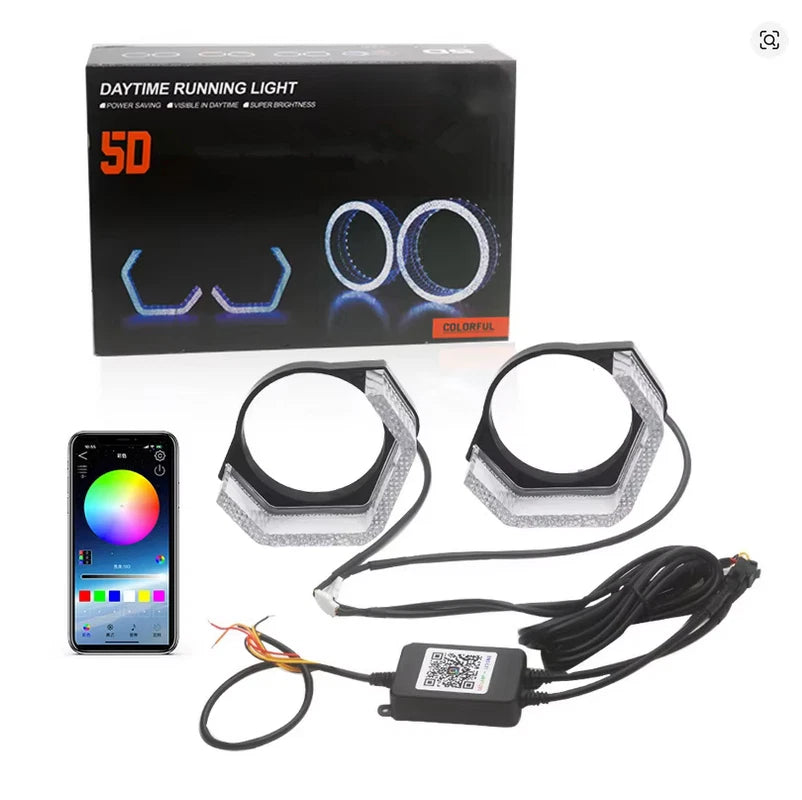 3" Angel Eyes Rings DRL Covers with Turn Signal Light for Headlight