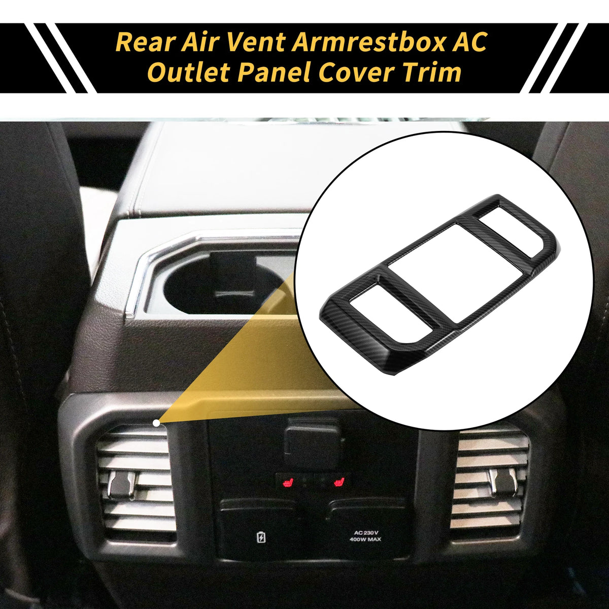 Rear Air Vent Armrest AC Outlet Panel Cover Trim for Ford F-150 (2015–2020)
