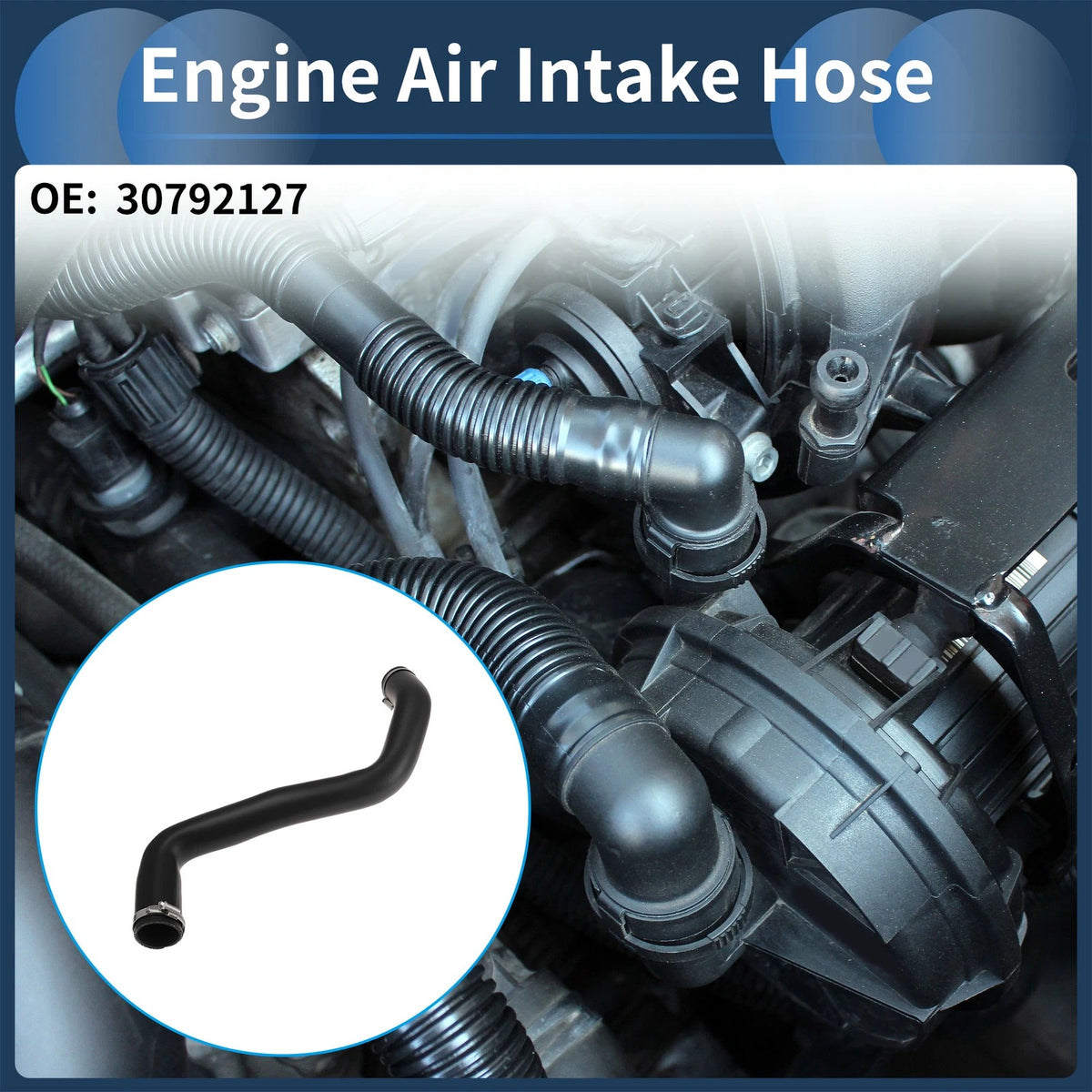 Set of 1 Engine Air Intake Hose for Volvo V70 (2008–2010) No. 30792127 Rubber