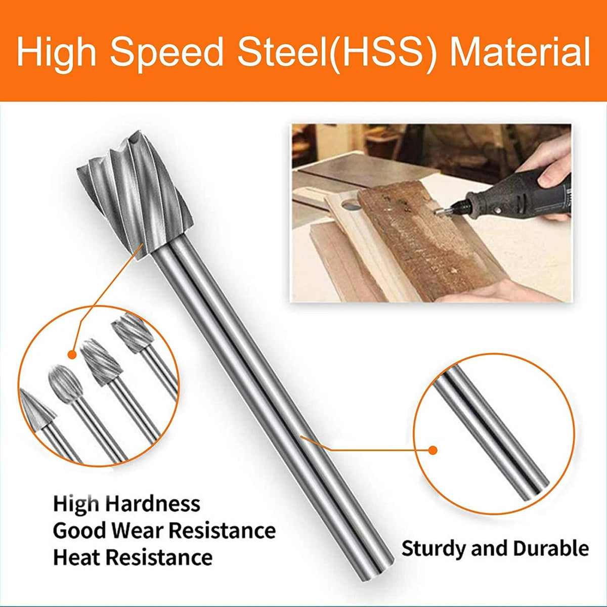 20PCS HSS Rotary Burrs for Dremel Tool (1/8")