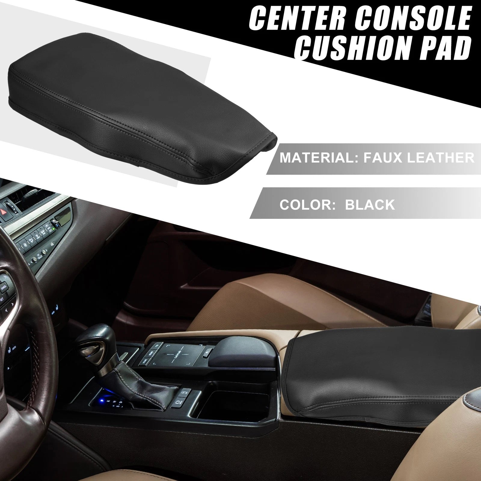 Center Console Pad Armrest Cover for Lexus ES330 (2005–2009) Black