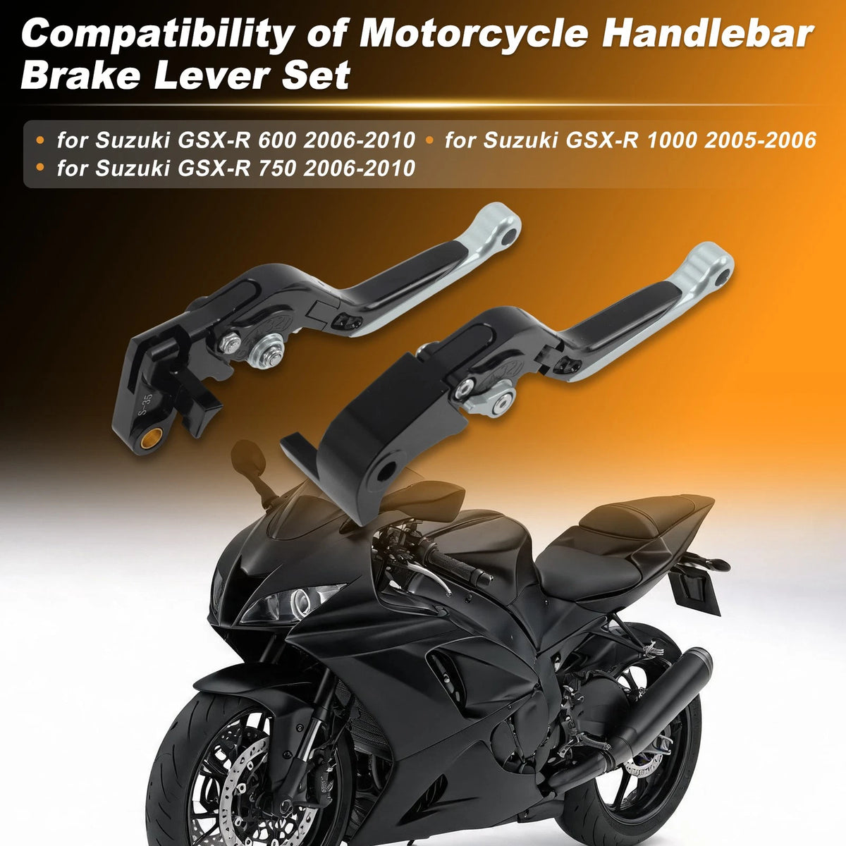 Brake Clutch Levers for Suzuki GSX-R 600 (2006–2010) Black Titanium End 1 Pair