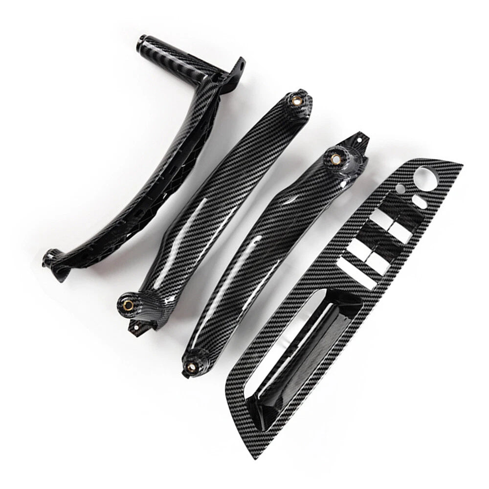 4x Carbon Fiber Look Interior Window Switch Panel Door Handle Trim For BMW X5 X6