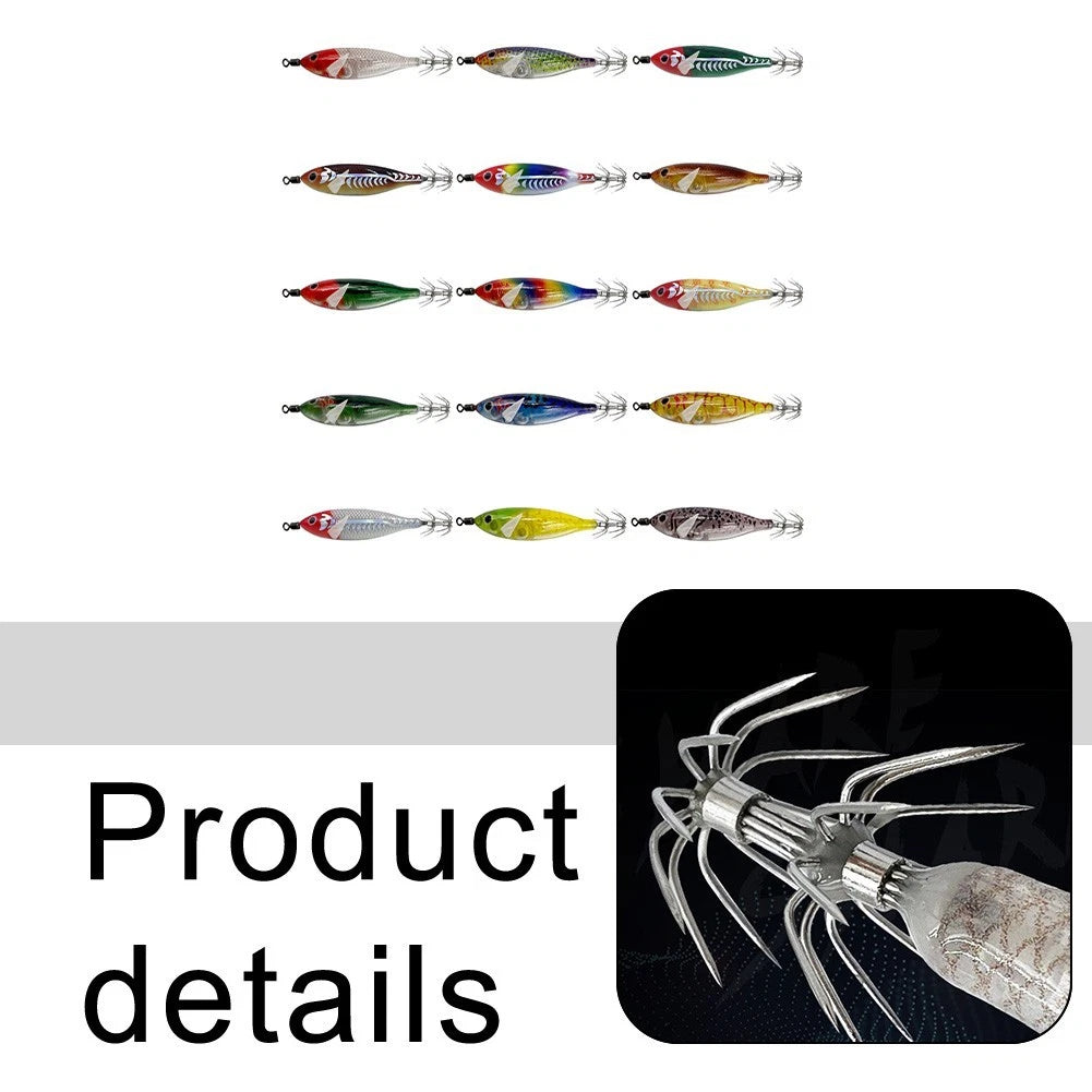 5 Glow Squid Jig Lure for Night Fishing - Realistic Shrimp Design