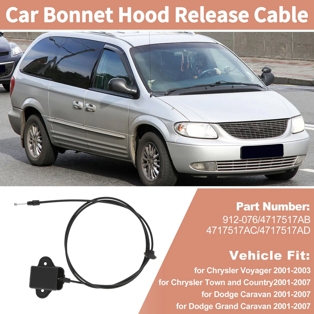 Hood Latch Release Cable Replacement for Chrysler Town & Country Dodge Caravan (2008–2016)